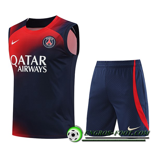 Ensemble Training Debardeur + Shorts PSG Rouge/Bleu 2023/2024 -02