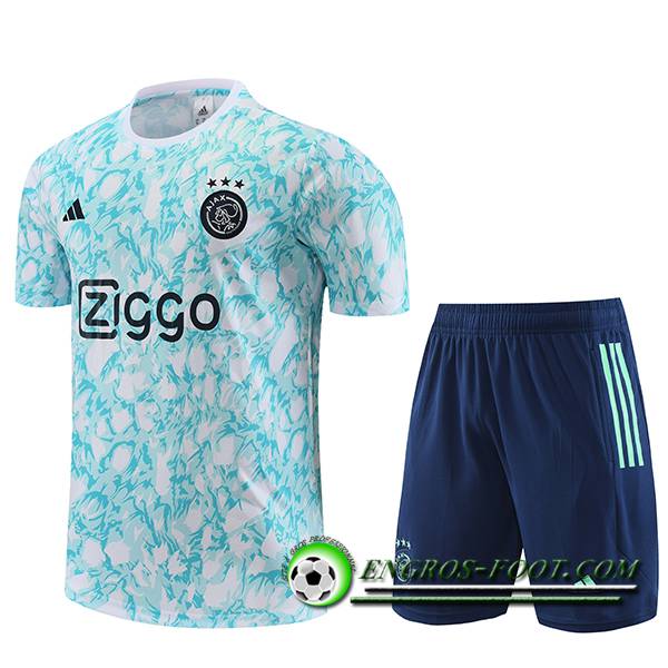 Ensemble Training T-Shirts + Shorts Ajax Bleu Clair 2023/2024 -02