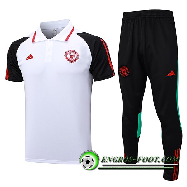 Ensemble Polo Foot Manchester United Blanc 2023/2024