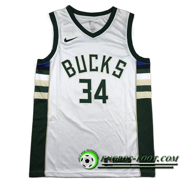 Maillot Milwaukee Bucks (ANTETOKOUNMPO #34) 2023/24 Blanc