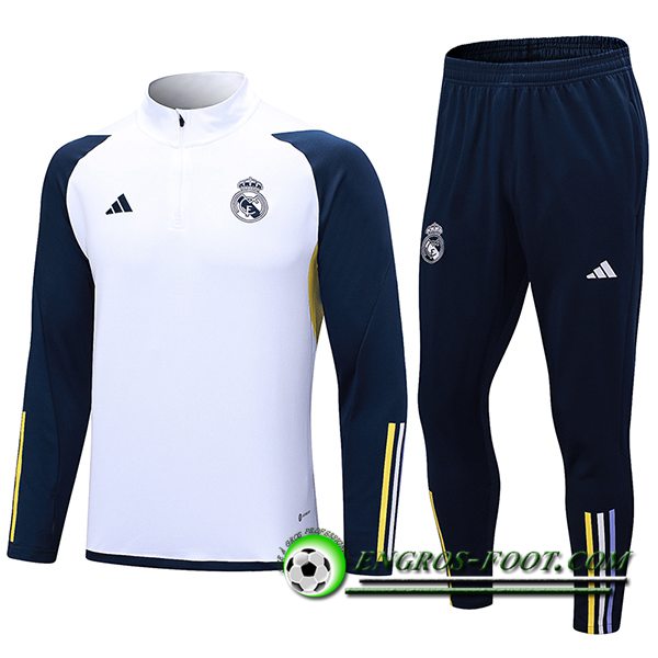 Ensemble Survetement de Foot Real Madrid Blanc 2023/2024 -05