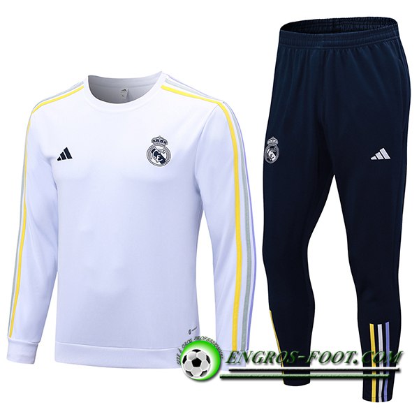 Ensemble Survetement de Foot Real Madrid Blanc 2023/2024 -04