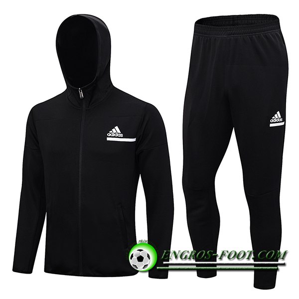 Ensemble Survetement Veste A Capuche Coupe-Vent Adidas Noir 2023/2024