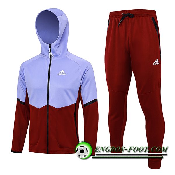 Ensemble Survetement Veste A Capuche Coupe-Vent Adidas Pourpre/Rouge 2023/2024