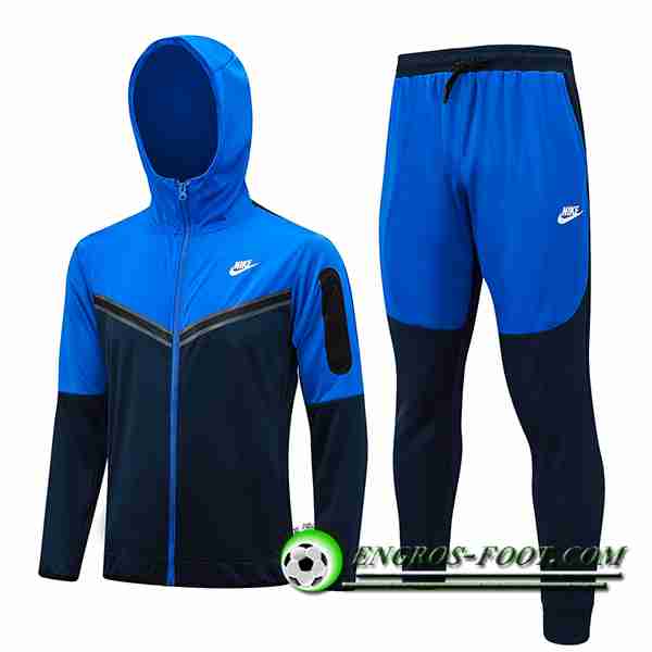 Ensemble Survetement Veste A Capuche Coupe-Vent Nike Bleu 2023/2024 -03