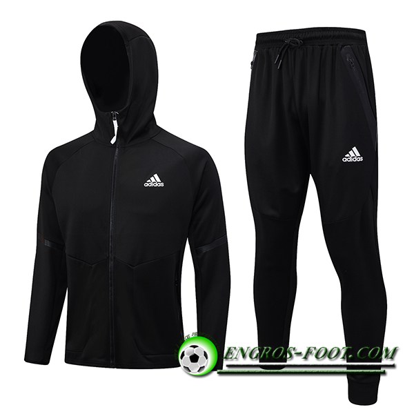 Ensemble Survetement Veste A Capuche Coupe-Vent Adidas Noir 2023/2024 -02