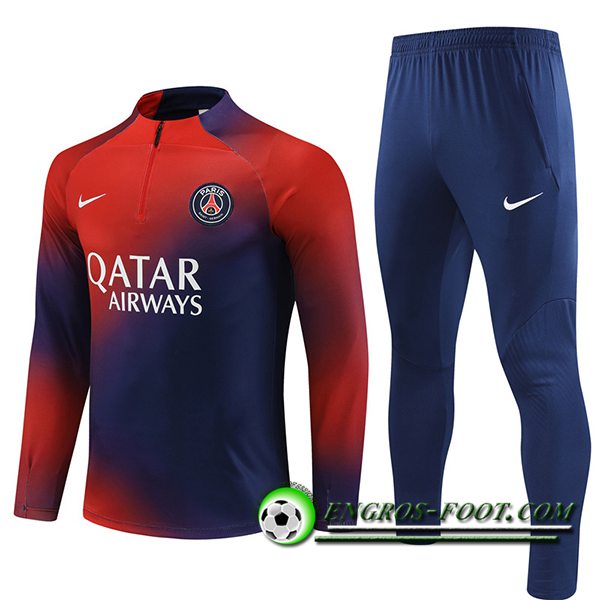 Ensemble Survetement de Foot PSG Rouge/Bleu 2023/2024