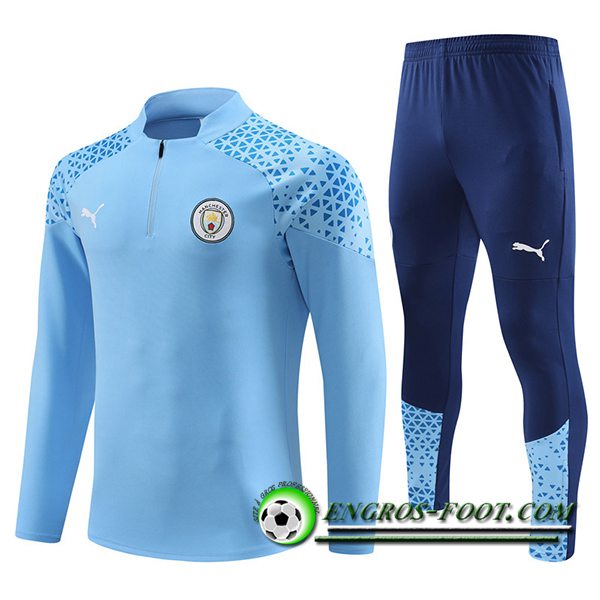 Ensemble Survetement de Foot Manchester City Bleu Clair 2023/2024 -02