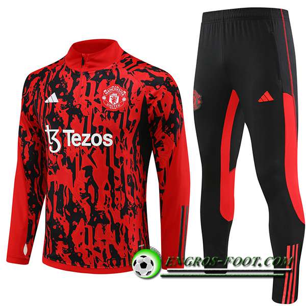 Ensemble Survetement de Foot Manchester United Rouge/Noir 2023/2024