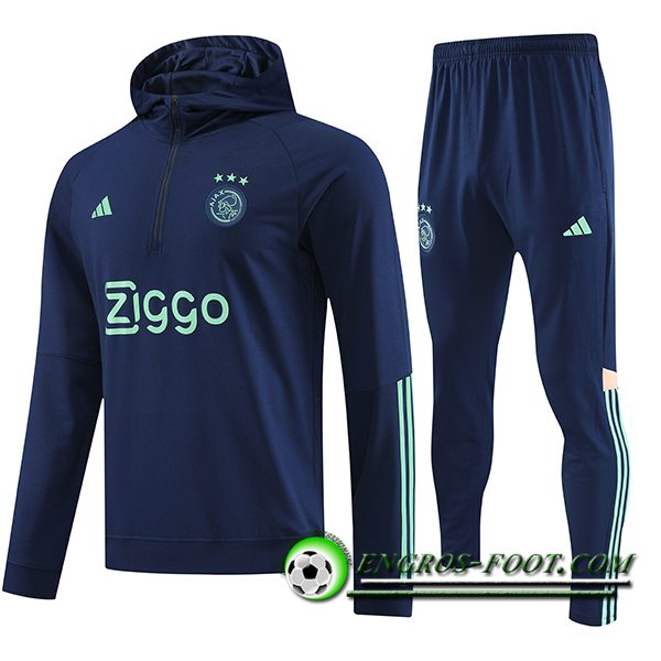 Ensemble Survetement Veste A Capuche Ajax Bleu Marine 2023/2024