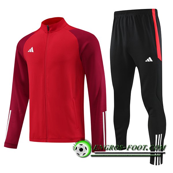 Ensemble Survetement de Foot - Veste Adidas Rouge 2023/2024 -03