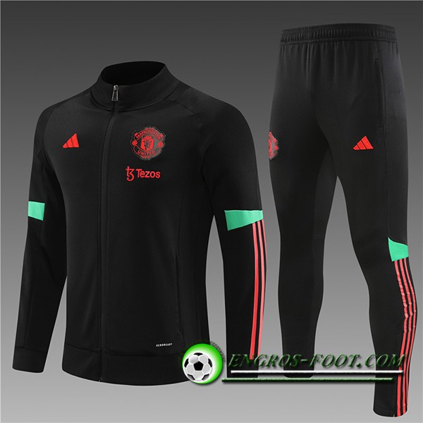 Ensemble Survetement de Foot - Veste Manchester United Enfant Noir 2023/2024