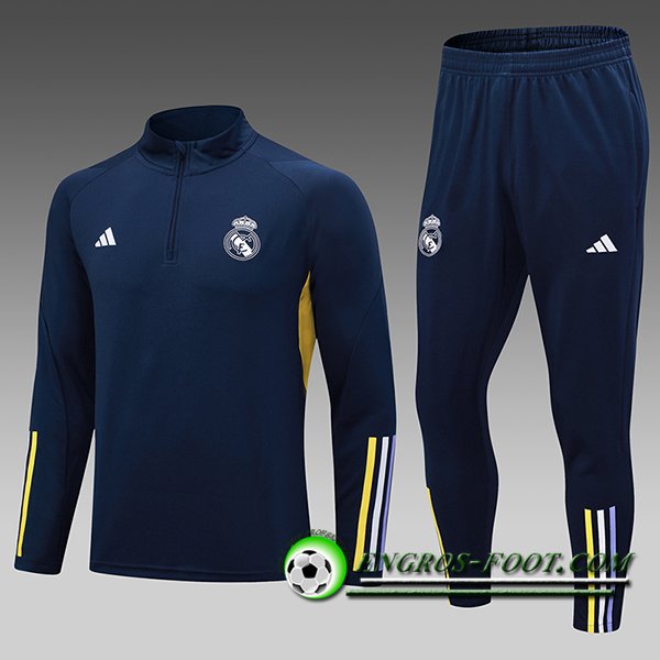 Ensemble Survetement de Foot Real Madrid Enfant Bleu Marine 2023/2024 -02