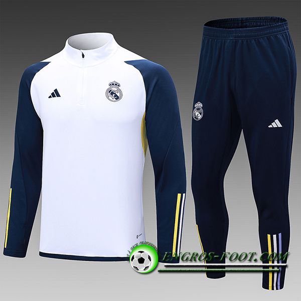 Ensemble Survetement de Foot Real Madrid Enfant Blanc 2023/2024 -03