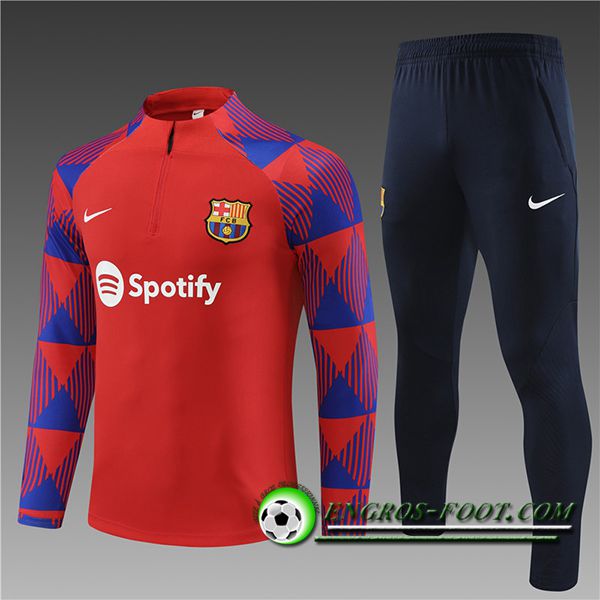 Ensemble Survetement de Foot FC Barcelone Enfant Rouge 2023/2024