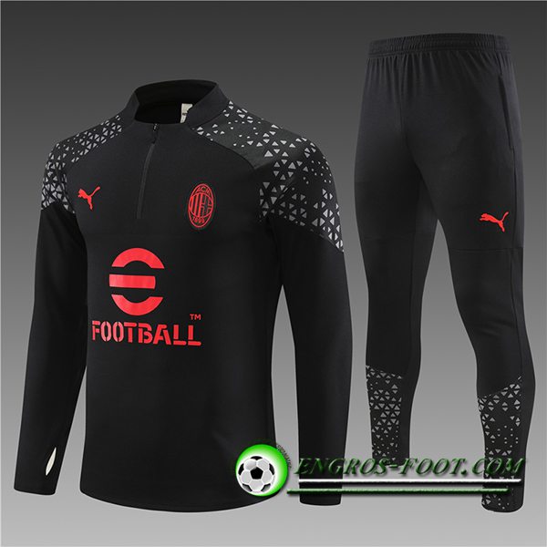 Ensemble Survetement de Foot Milan AC Enfant Noir 2023/2024 -02