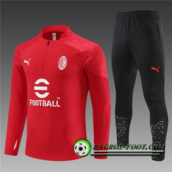 Ensemble Survetement de Foot Milan AC Enfant Rouge 2023/2024 -02