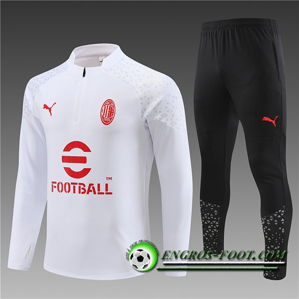 Ensemble Survetement de Foot Milan AC Enfant Blanc 2023/2024