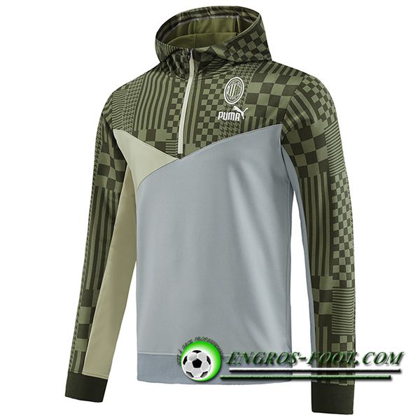 Sweatshirt Training Capuche Milan AC Vert/Gris 2023/2024