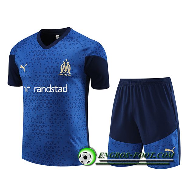 Ensemble Training T-Shirts + Shorts Marseille Bleu 2023/2024