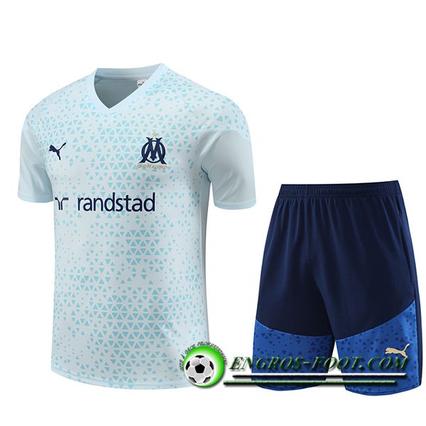 Ensemble Training T-Shirts + Shorts Marseille Bleu Clair 2023/2024 -02