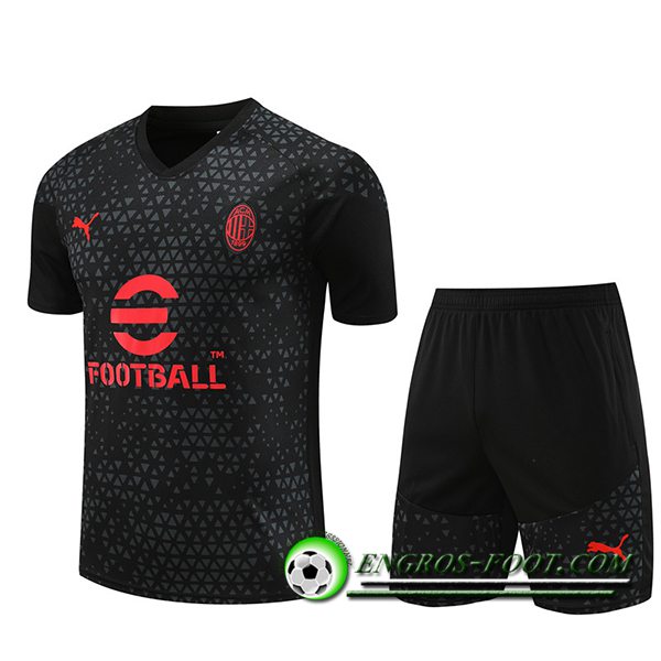 Ensemble Training T-Shirts + Shorts Milan AC Noir 2023/2024