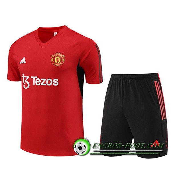 Ensemble Training T-Shirts + Shorts Manchester United Rouge 2023/2024 -02