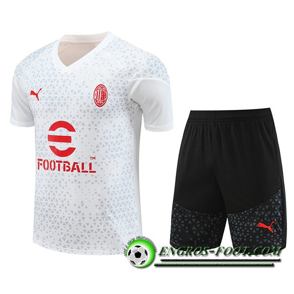 Ensemble Training T-Shirts + Shorts Milan AC Blanc 2023/2024