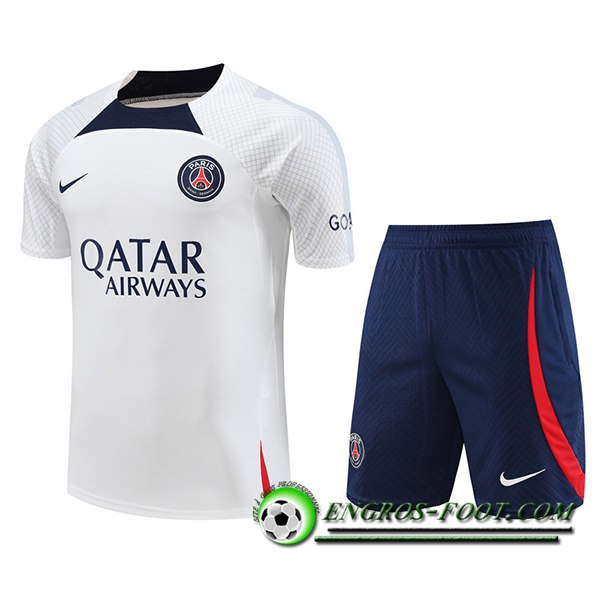 Ensemble Training T-Shirts + Shorts PSG Blanc 2023/2024 -03