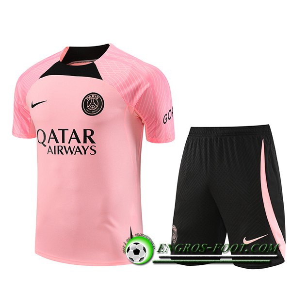 Ensemble Training T-Shirts + Shorts PSG Rose 2023/2024