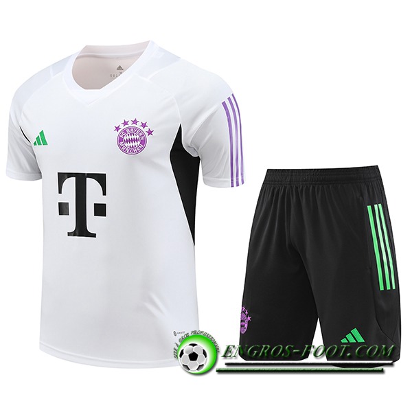 Ensemble Training T-Shirts + Shorts Bayern Munich Blanc 2023/2024