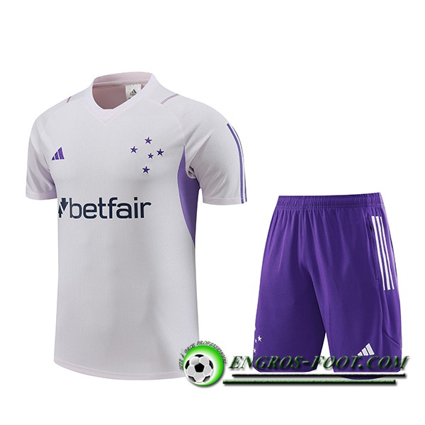 Ensemble Training T-Shirts + Shorts Cruzeiro Blanc 2023/2024 -02