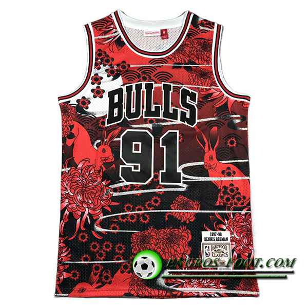 Maillot Chicago Bulls (RODMAN #91) 2023/24 Rouge -03