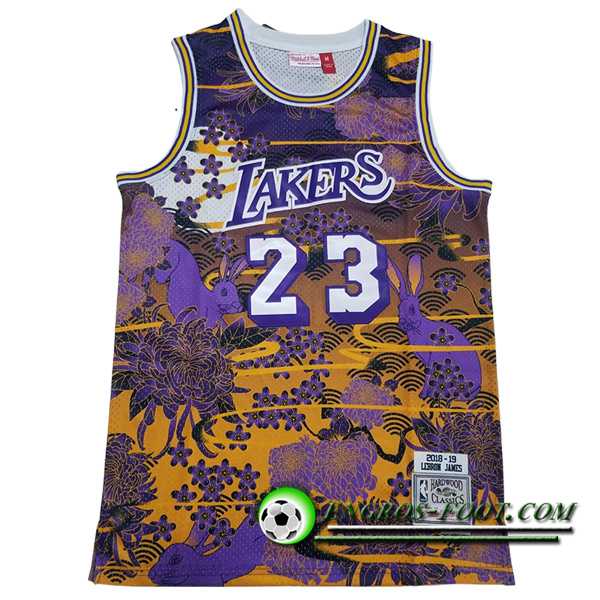 Maillot Los Angeles Lakers (JAMES #23) 2023/24 Jaune/Pourpre