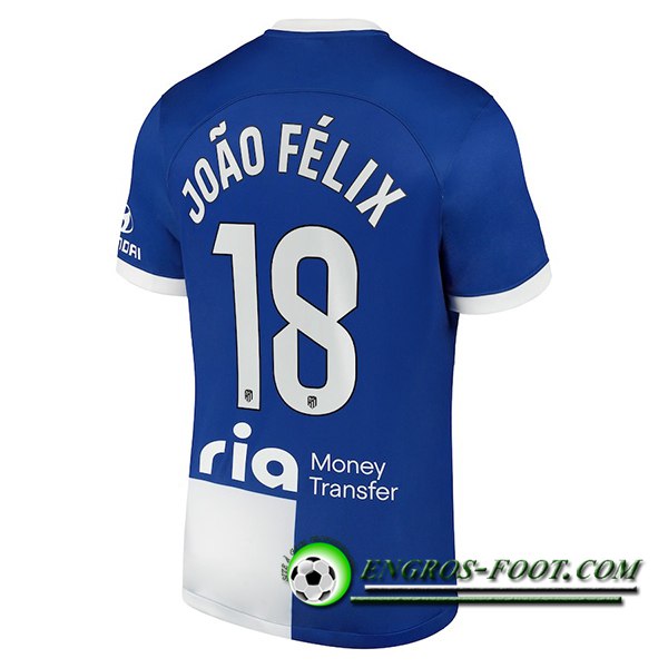 Maillot de Foot Atletico Madrid (JOÃO FÉLIX #18) 2023/2024 Exterieur