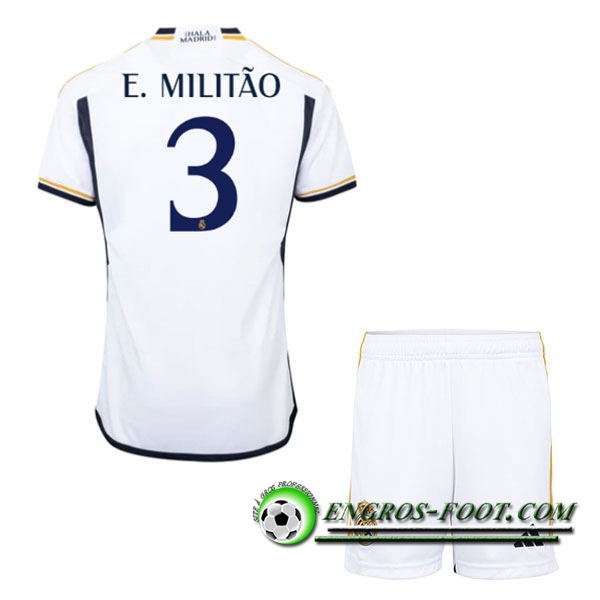 Maillot de Foot Real Madrid (E. MILITÃO #3) Enfants 2023/2024 Domicile