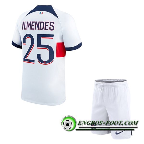 Maillot de Foot PSG (N.MENDES #25) Enfants 2023/2024 Exterieur