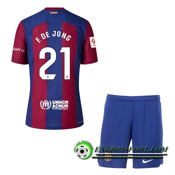 Maillot de Foot Barcelona (F. DE JONG #21) Enfants 2023/2024 Domicile