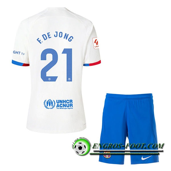 Maillot de Foot Barcelona (F. DE JONG #21) Enfants 2023/2024 Exterieur