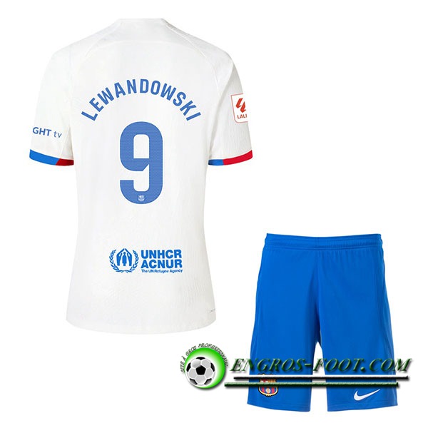 Maillot de Foot Barcelona (LEWANDOWSKI #9) Enfants 2023/2024 Exterieur