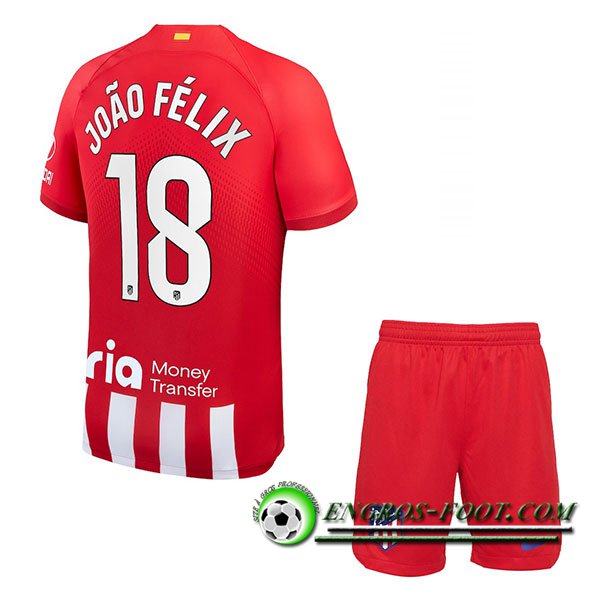 Maillot de Foot Atletico Madrid (JOÃO FÉLIX #18) Enfants 2023/2024 Domicile