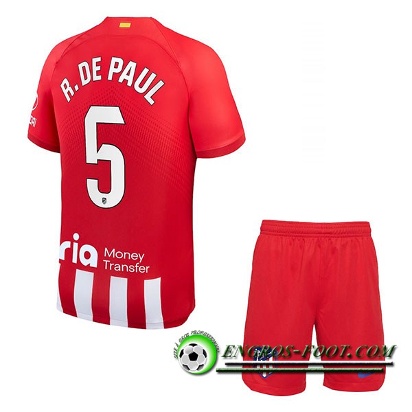 Maillot de Foot Atletico Madrid (R. DE PAUL #5) Enfants 2023/2024 Domicile