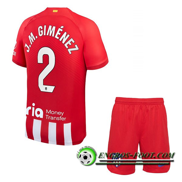 Maillot de Foot Atletico Madrid (J.M. GIMÉNEZ #2) Enfants 2023/2024 Domicile