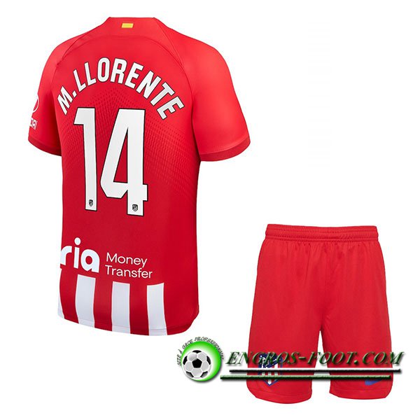 Maillot de Foot Atletico Madrid (M. LLORENTE #14) Enfants 2023/2024 Domicile