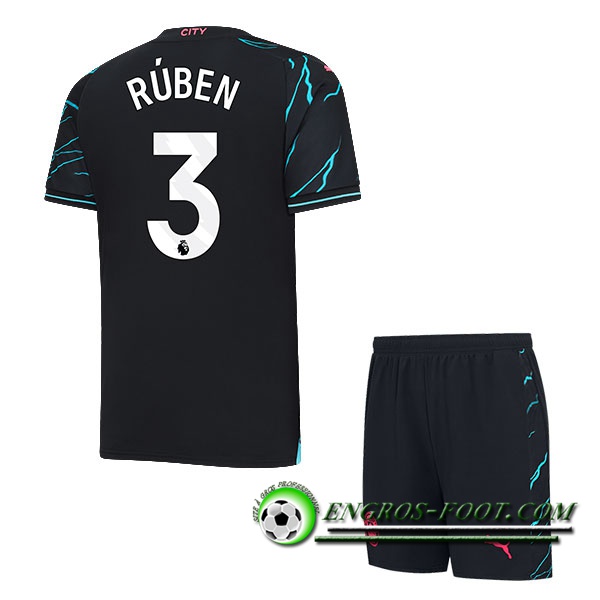 Maillot de Foot Manchester City (RÚBEN #3) Enfants 2023/2024 Third