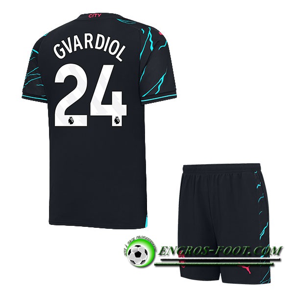 Maillot de Foot Manchester City (GVARDIOL #24) Enfants 2023/2024 Third