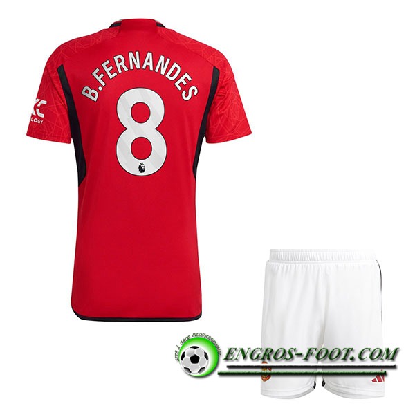 Maillot de Foot Manchester United (B. FERNANDES #8) Enfants 2023/2024 Domicile