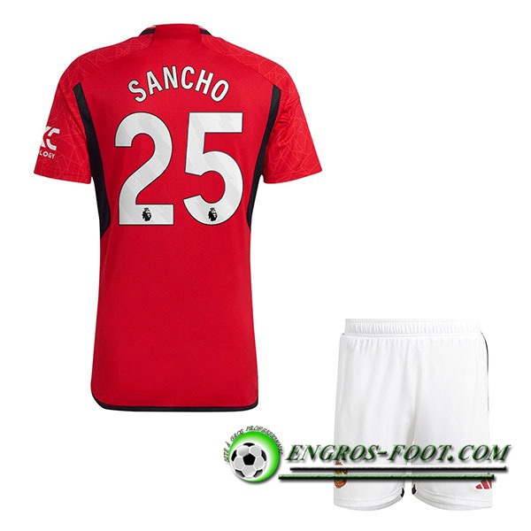 Maillot de Foot Manchester United (SANCHO #25) Enfants 2023/2024 Domicile