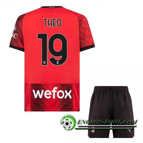 Maillot de Foot AC Milan (THEO #19) Enfants 2023/2024 Domicile