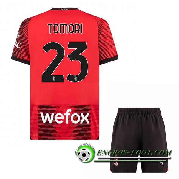 Maillot de Foot AC Milan (TOMORI #23) Enfants 2023/2024 Domicile